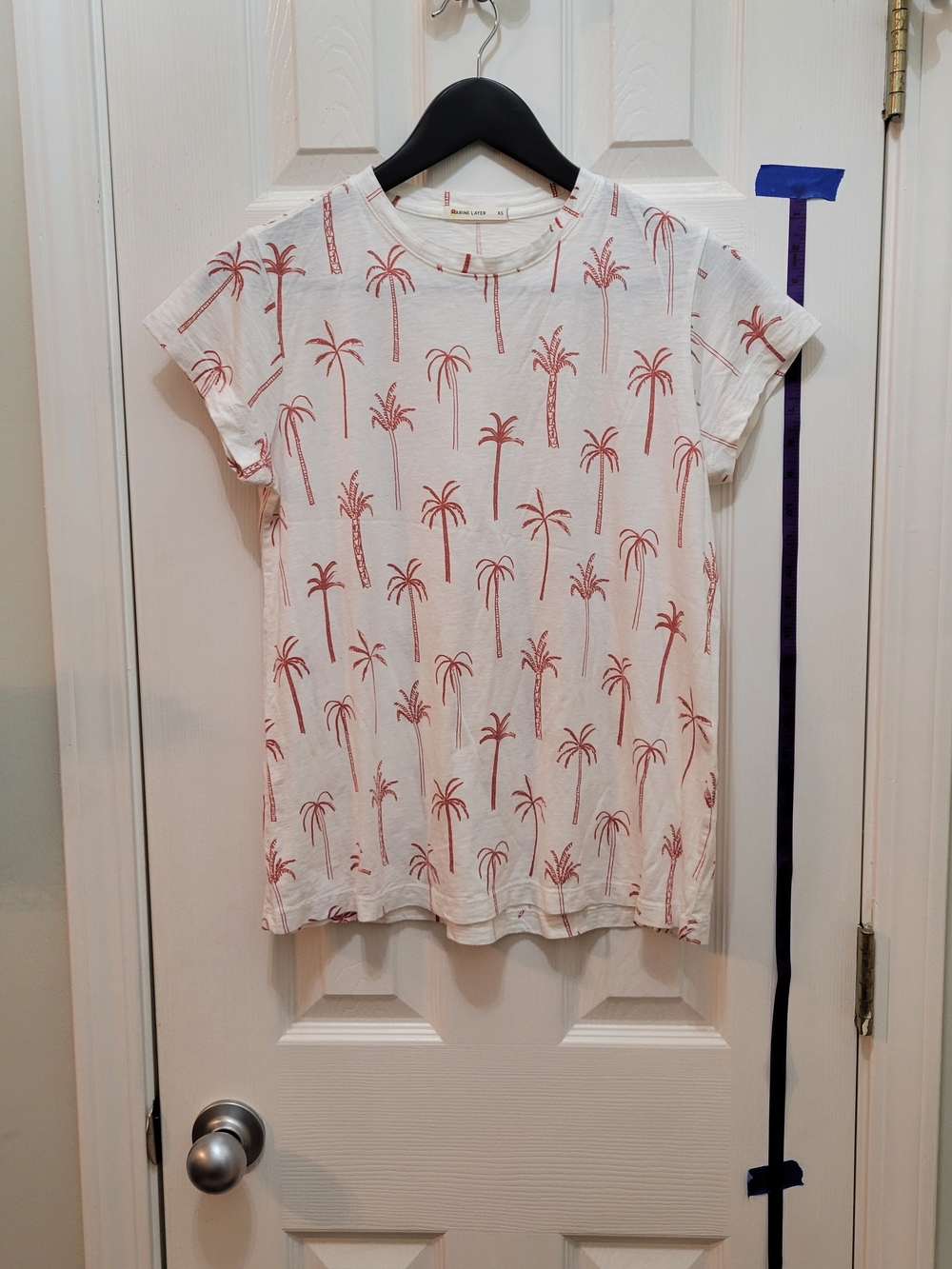 Marine Layer White Tee with Coral Palm Print